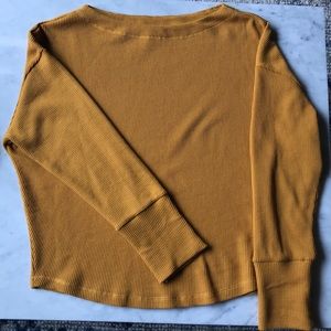 Anthropologie Mustard Waffle Top